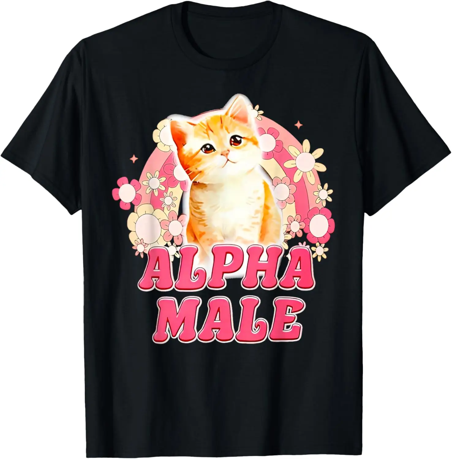 Alpha Male Cat Kitten Funny For Men Women T-Shirt 100% Cotton Trendy Y2K Short-Sleeve Tee – Soft, Quick-Drying, &