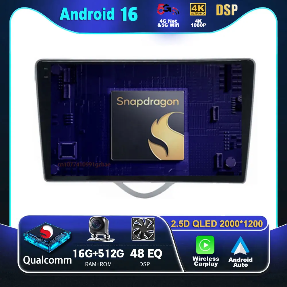 Android 16 Qualcomm Carplay Car Radio For JAC J3 2008 - 2012 For Turin RS 2009 - 2012 Multimedia Video Player Navigation Stereo