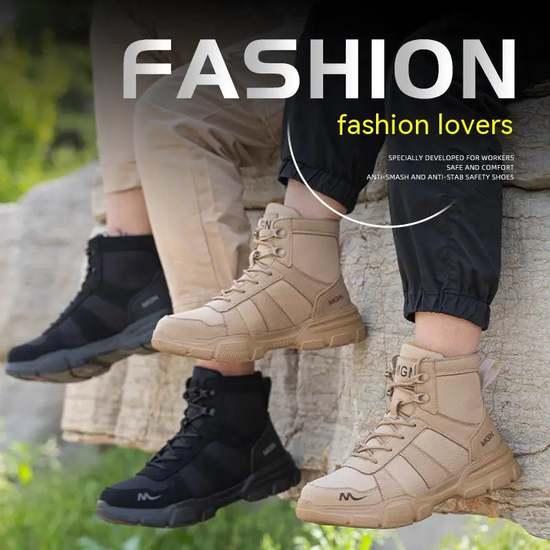 Men Work Safety Boots Outdoor Military Boots Anti-smash Anti-puncture Anti Shock Industrial Shoes Men Boots Durable Desert Boots