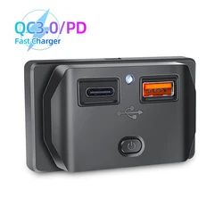 12V 24V Car USB Phone Charger Socket PD QC3.0 18W USB Outlet Panel Waterproof Fast Charge Power Adapter Outlet for Boat Truck RV