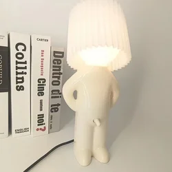 Creative Claeted Naughty Boy Table Lamp Unique LED Pleats Reading Lights Desk Bedroom Bedside Decor Night Light Children's Gift