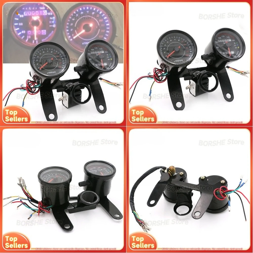 

2026 Suitable for Universal Motorcycle Speedometer Odometer Trip Meter Digital Tachometer Gauge Cluster with Mount Bracket