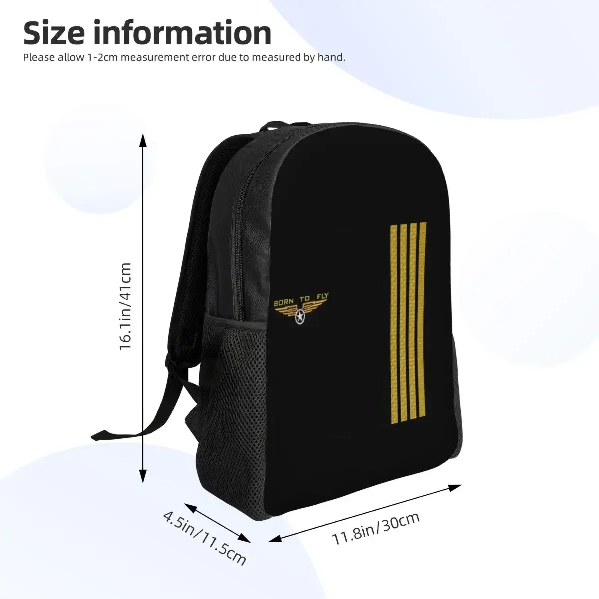 Mochila personalizada para ordenador portátil Born To Fly Flight Pilot, mochila básica para hombres y mujeres para estudiantes universitarios, bolsa de aviador de aviación voladora