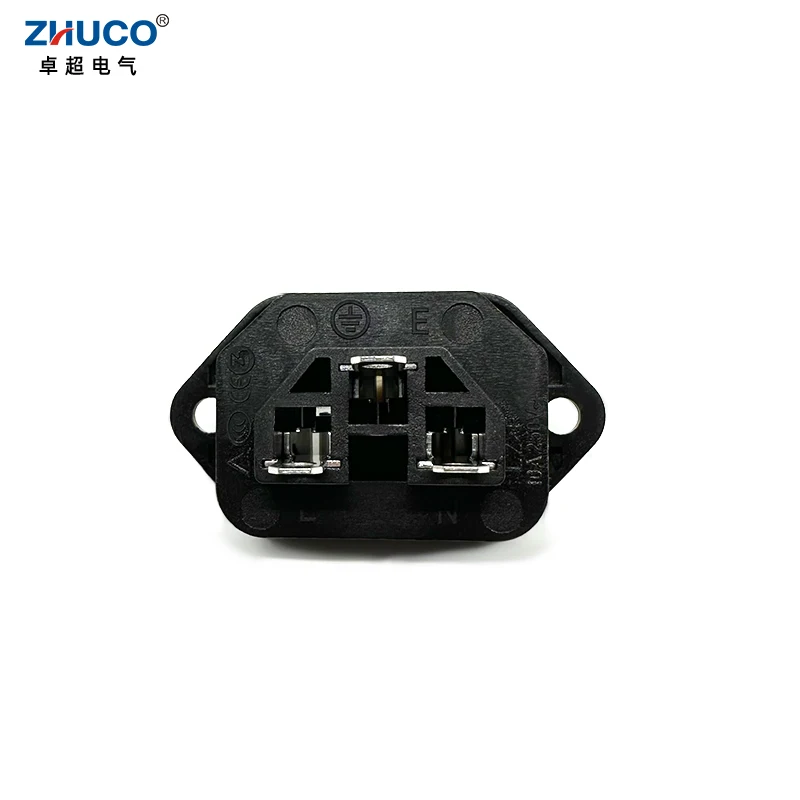 1PC LZ-F-1 10A 250V IEC320 C14 3 Pins Chassis Panel Mounted Inlet Plug Connector Electrical Female AC Power Socket 3 Terminals