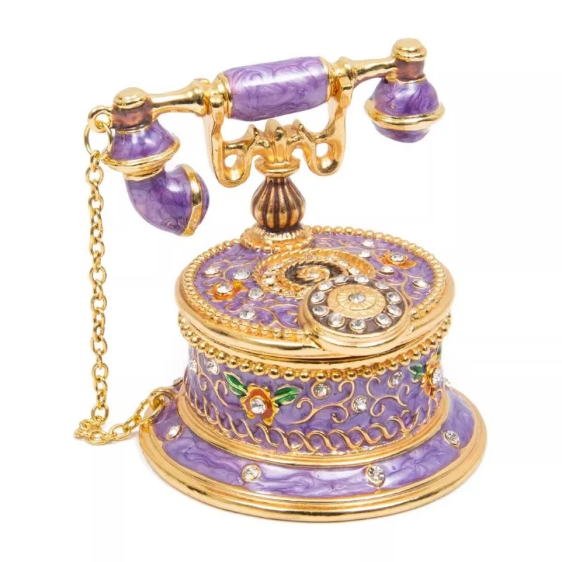 Neue Halsketten-, Armband- und Ring-Aufbewahrungsbox, handbemalte, emaillierte, dekorative Telefon-Schmuckschatulle mit Scharnier, Geschenke – Detail 7