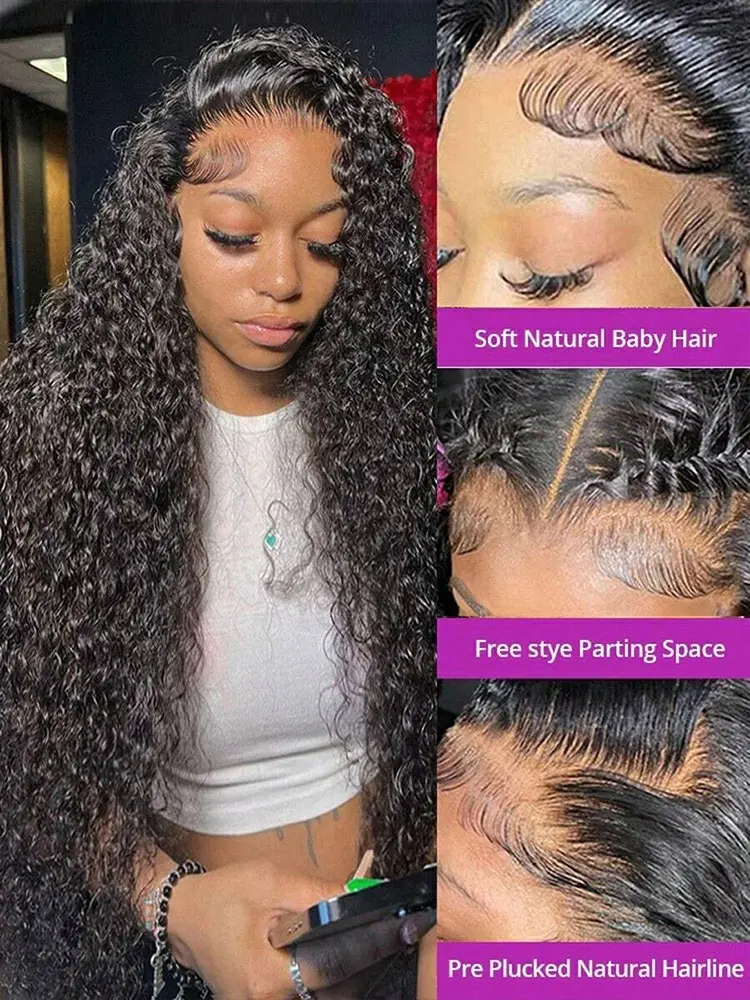 13x4 13x6 جيري مجعد الدانتيل الجبهة باروكة من شعر طبيعي أسود طبيعي جيري شعر مستعار مجعد البرازيلي قبل قطعها الباروكات للنساء 250% الكثافة