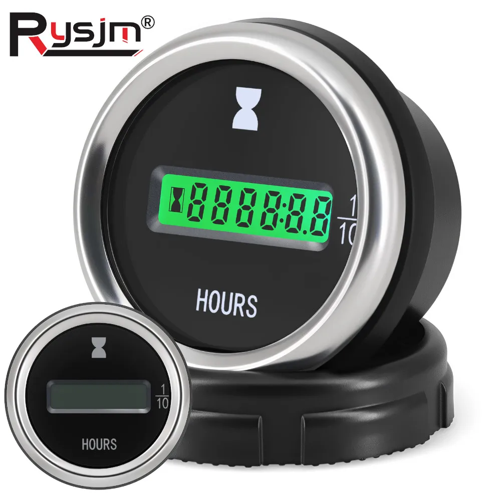 52mm Digitaler Betriebsstundenzähler 12V/24V LCD-Stundenzähler Wasserdichter Zeitmesser Uhr-Anzeigen für Dieselmotoren Landwirtschaftliche Maschinen