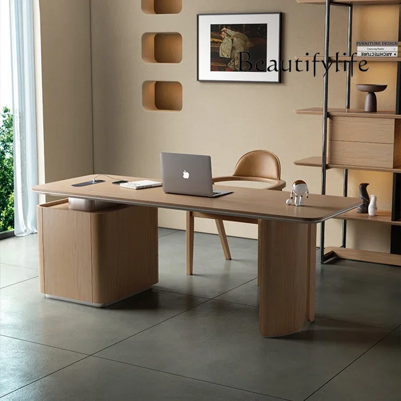 High-end solid wood Italian home study desk light luxury modern design sense creative computer desk