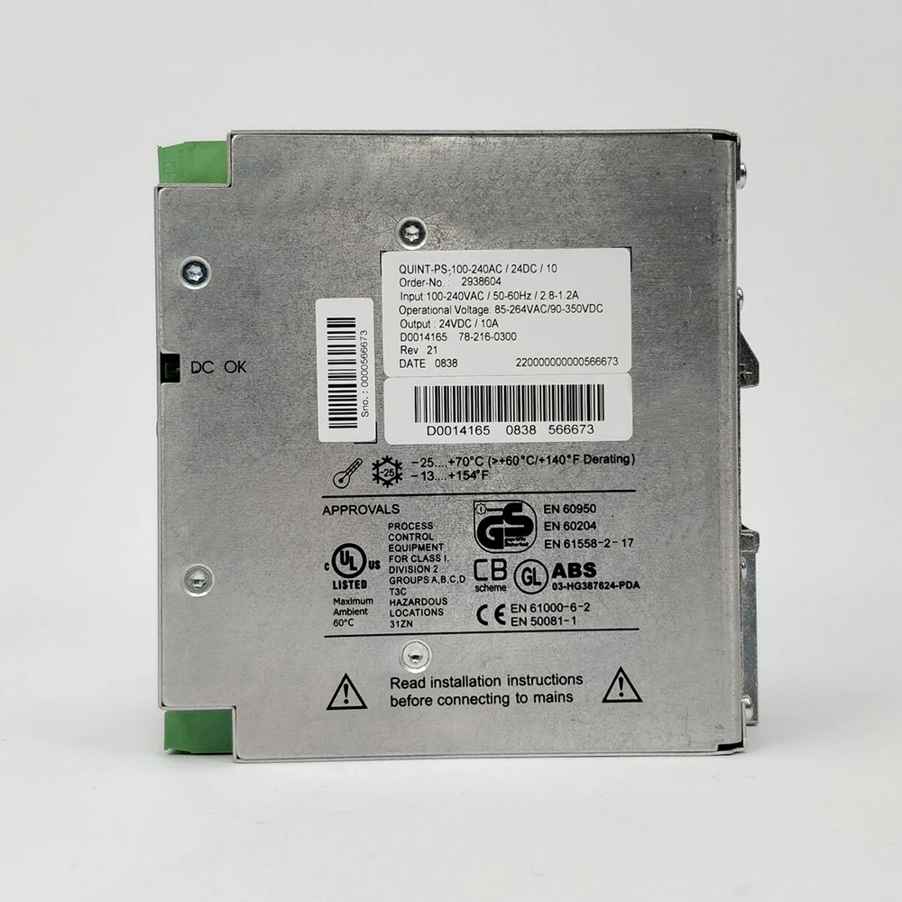 

QUINT-PS-100-240AC/24DC/10 QUINT POWER 24VDC/10A Switching Power Supply 2938604