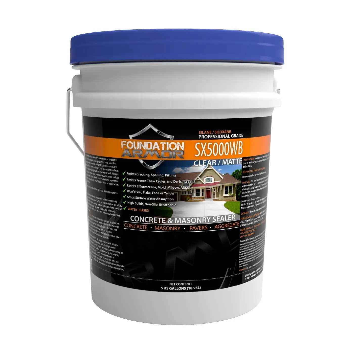 

5-Gal. SX5000 WB DOT Approved Water Based Silane Siloxane Penetrating Concrete Sealer, Brick Sealer, Natural Stone Sealer