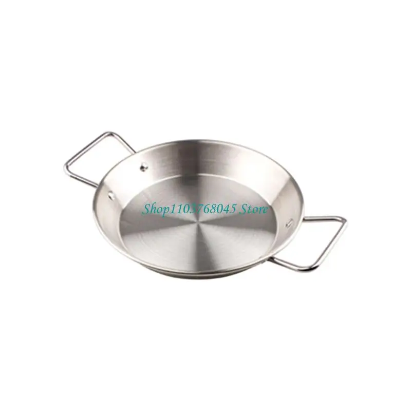 R53F Round Metal Serving Pan with Double-Ear Design for Shared Dishes