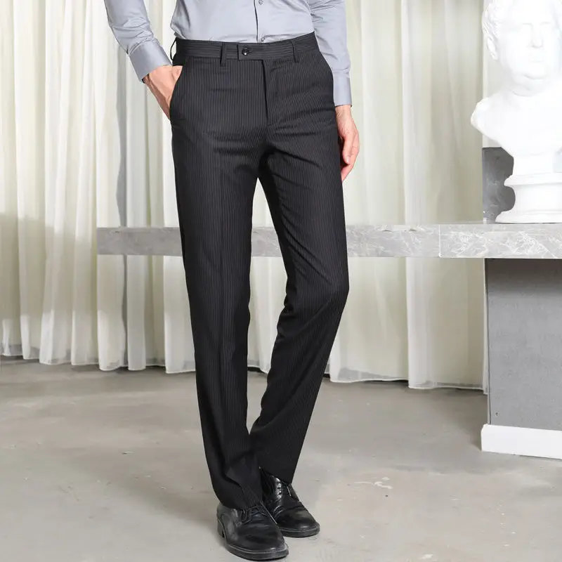 

Formal Casual Suit Pants Brand New Classic Men Business Pants Fashion Stripe Pants Men Fit Trousers Office Men Full Length E18