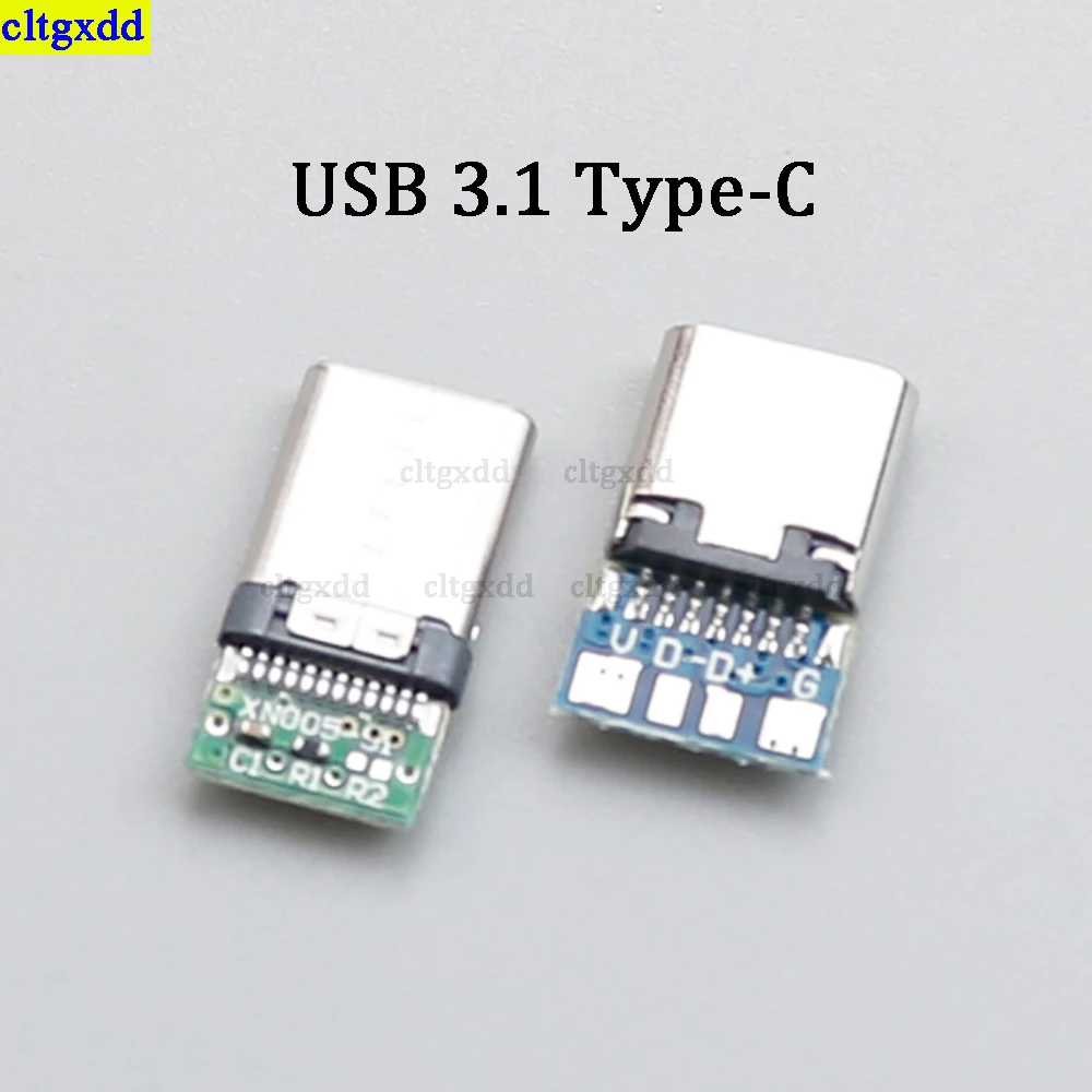 

cltgxdd 10piece USB 3.1 Type-C connector 24 pin male/female socket adapter, used for soldering wires and cables to support PCB