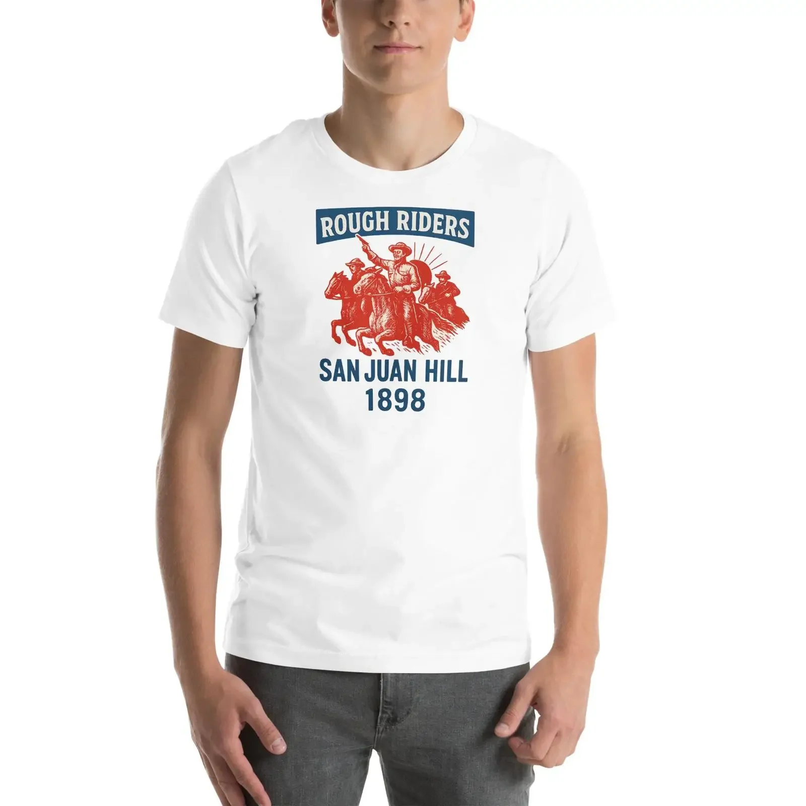 Rough Riders San Juan Hill 1898 Vintage T Shirt Men's White Historical  vintage Washed Slightly Unisex Comfortable Breathable