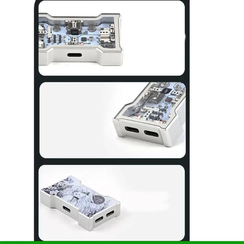 U55C 2 to 3 Port Extender Gaming USB HUB 480Mbps Fast Speed LED Display 8K Gaming Gift Gaming Keyboards Accessories