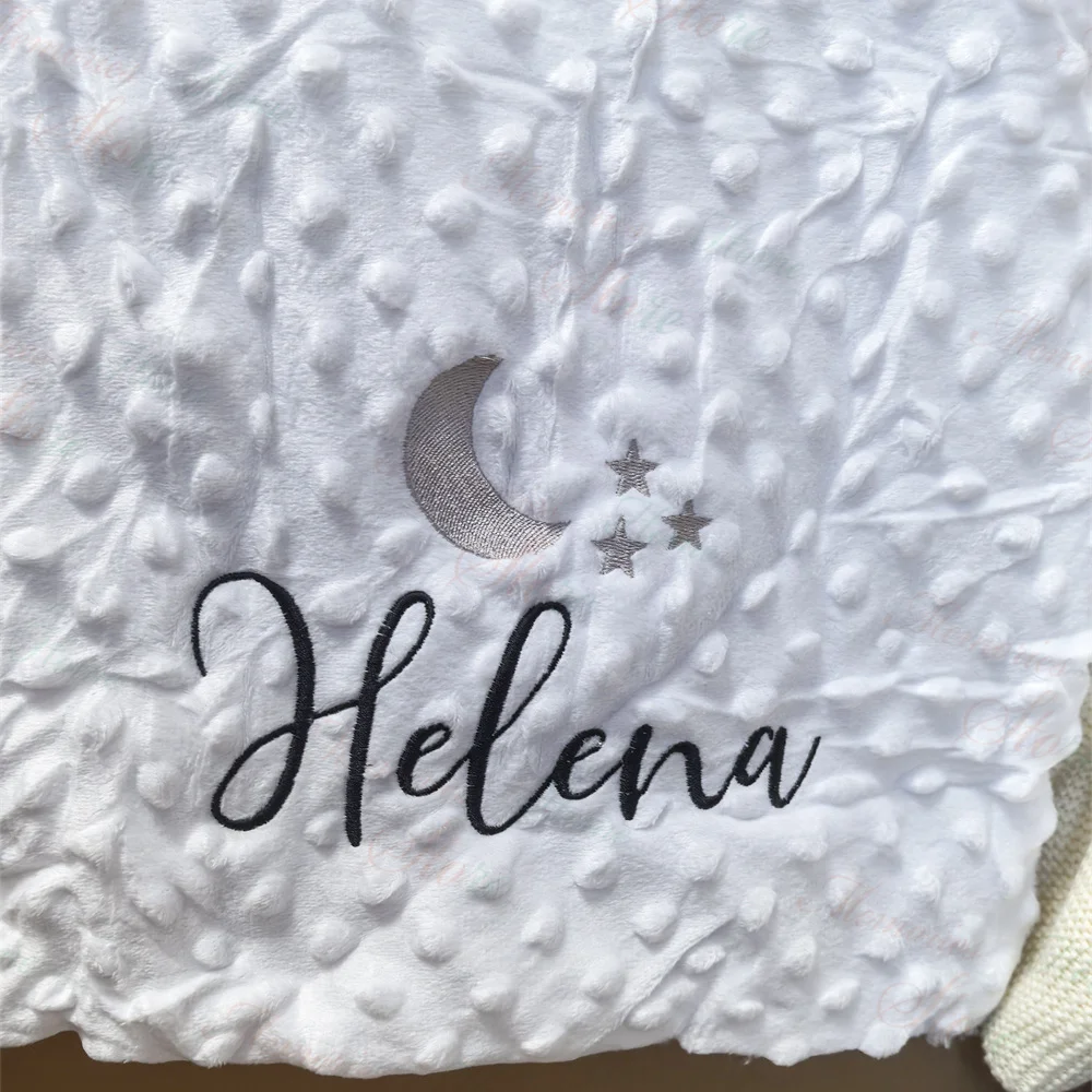 

Kid's Soft Blanket Personalized Name Newborn Birth Gift Baby Shower Gift Blanket Embroidered Name Moon and Star Baby Nap Blanket