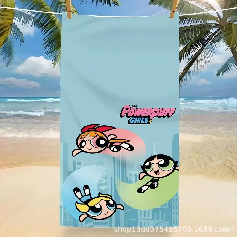Hot The Powerpuff and Girls Series Cartoon Printed Soft Bath Towel Outdoor Sports Beach Towel Quick-drying Beach Towels Gifts view 4