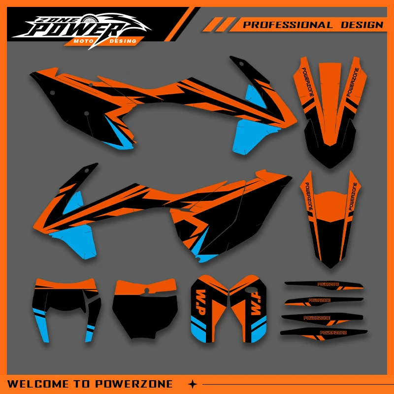 

POWERZONE мотокросс графический фон наклейки наборы наклеек для KTM 2016 2017 2018 SXF 2017 2018 2019 EXC индивидуальный номер 01