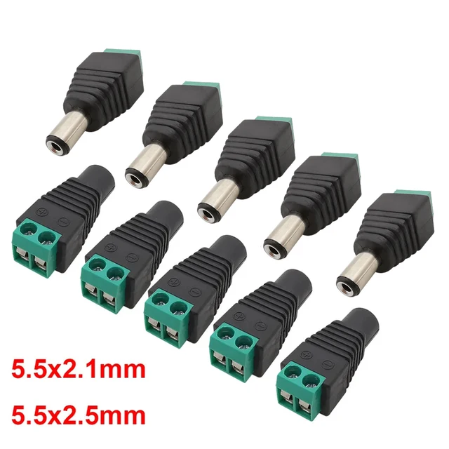 5/10 szt. 5,5 x 2,1 mm 5,5 x 2,5 mm DC Męska wtyczka żeńska Adapter złącza Jack do kamery LED Strip Light 3528 5050