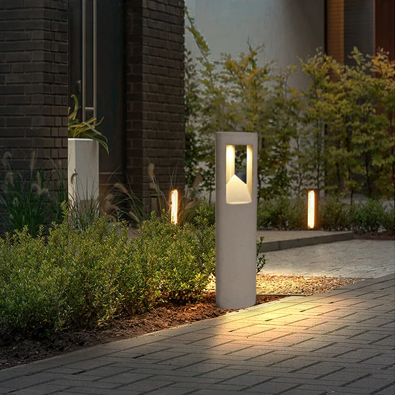 Outdoor lawn lights, outdoor waterproof courtyard lights, minimalist indoor and outdoor cement lights, terrazzo column lamps