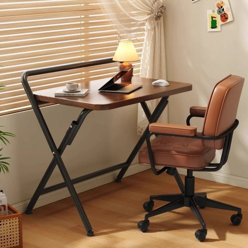 

Foldable Computer Study Desk, Student Home Writing Desk, Small Apartment Simple Office Table, Double-Layer Functional Desk