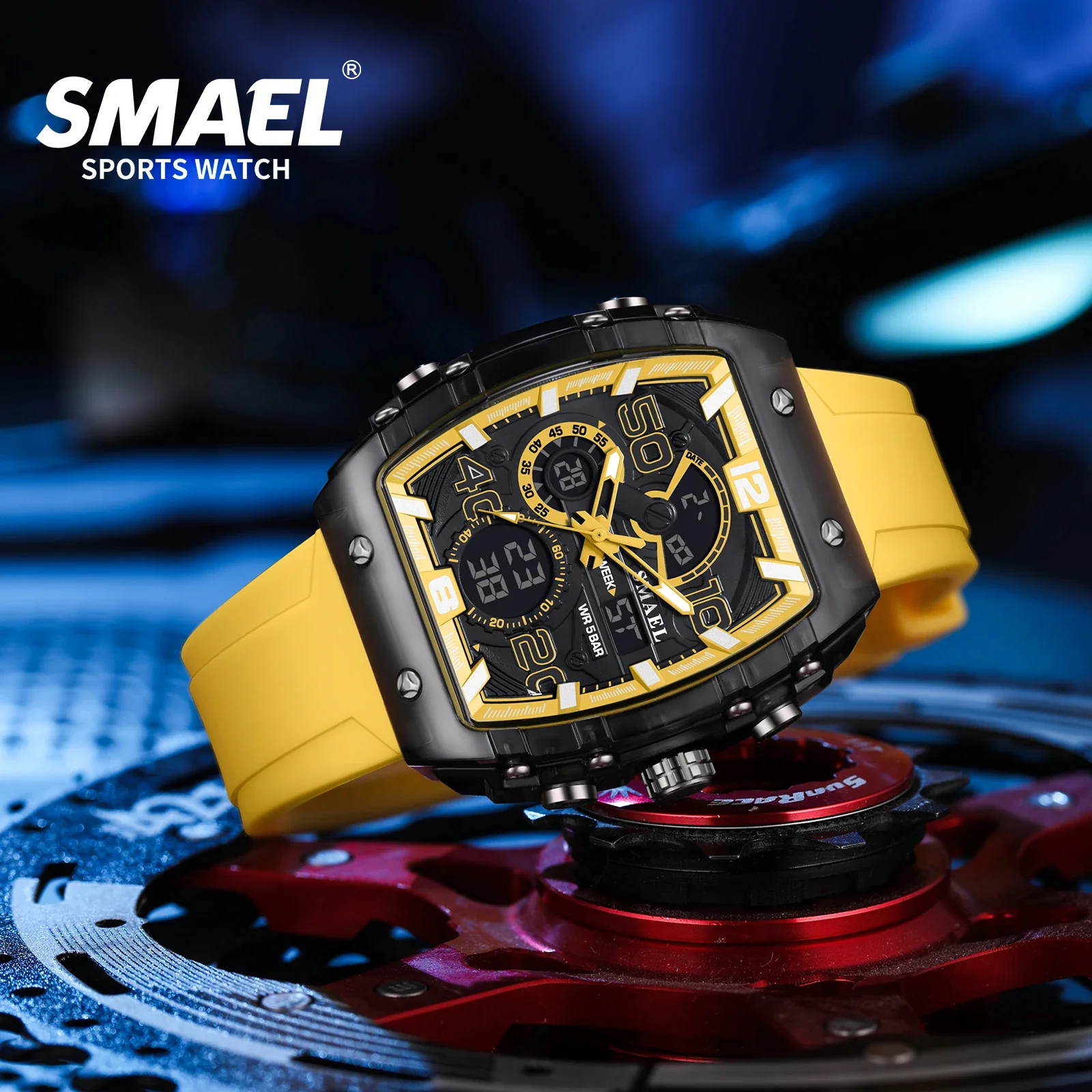 SMAEL 8109 New Men\'s Watch Multifunctional Sports 50M Waterproof Dual Display LED Night Light Leisure Student Electronic Watch