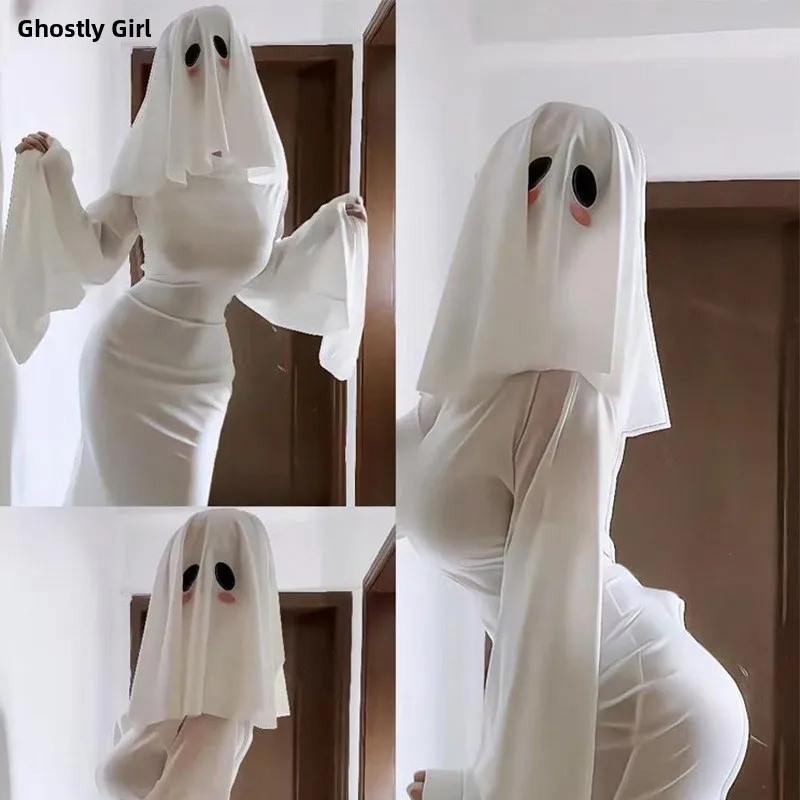 

Adorable Ghost Lady Cosplay Dr White loween Costume for Women China Made orm Sle Student Set Autumn 2024