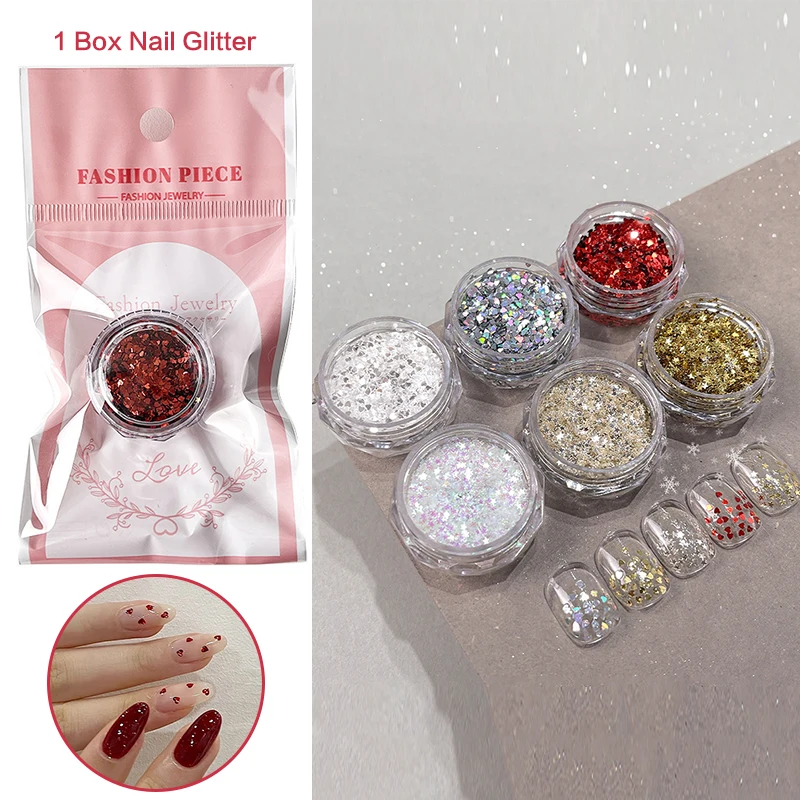 미니 스파클링 하트 스타 네일 반짝이 스파클링 펜타그램 네일 장식 네일 살롱 디자인 액세서리 DIY 네일 아트 디자인