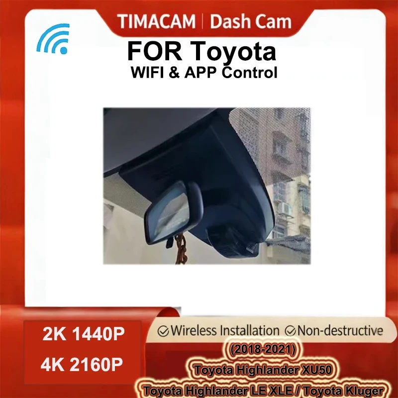 

TIMAVAM 4K 2K Dash Cam Camera DVR Wifi Video Recorder For Toyota Highlander XU50 LE XLE for Toyota Kluger 2018 2019 2020 2021