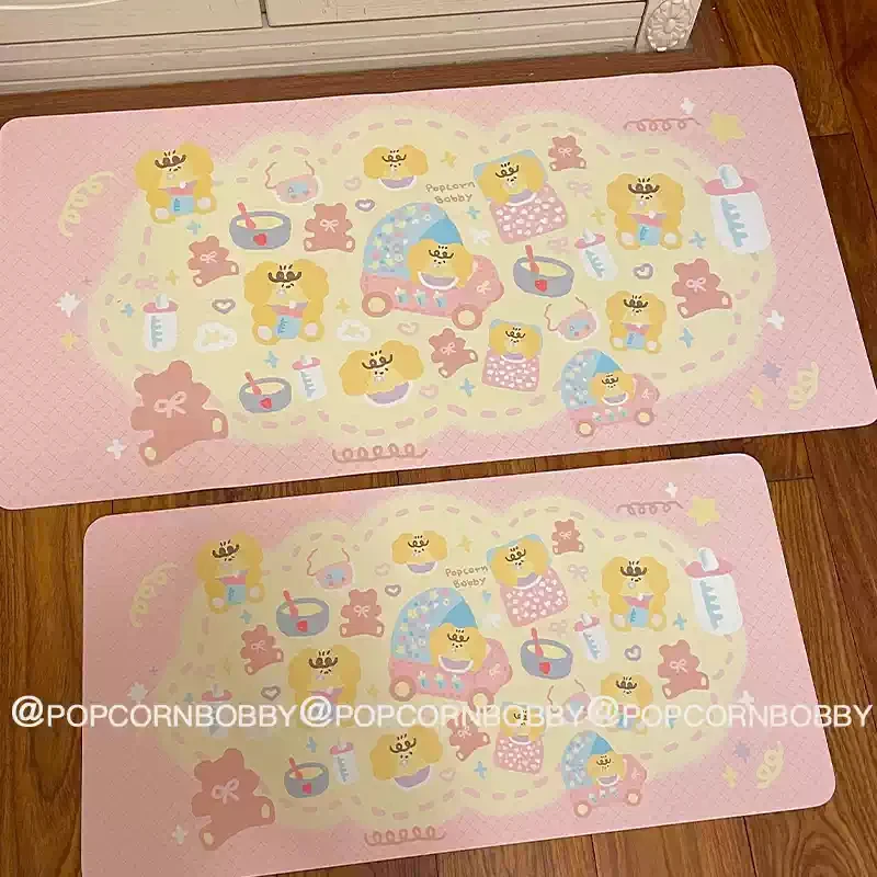 

Original Cartoon Girl Mouse Pad Leather Large Leather Student Dormitory Non-slip Table Mat Office Study Computer Keyboard Pad