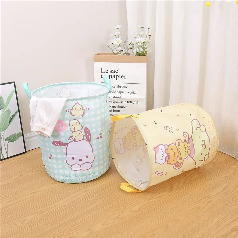 Kawaii Sanrio My Melody Kuromi Cinnamoroll Hello Kitty Foldable Laundry Basket Cartoon Folding Washing Bin Laundry Hamper Box