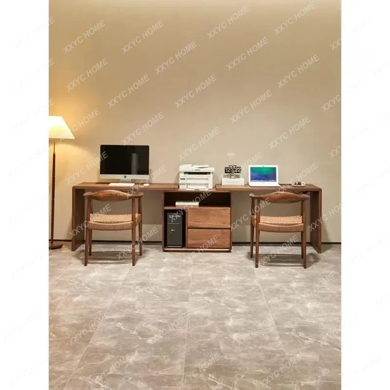 TTNew Chinese Style Solid Wood Desk Italian Style Light Luxury Retractable Corner Computer Desk Modern Study Desk