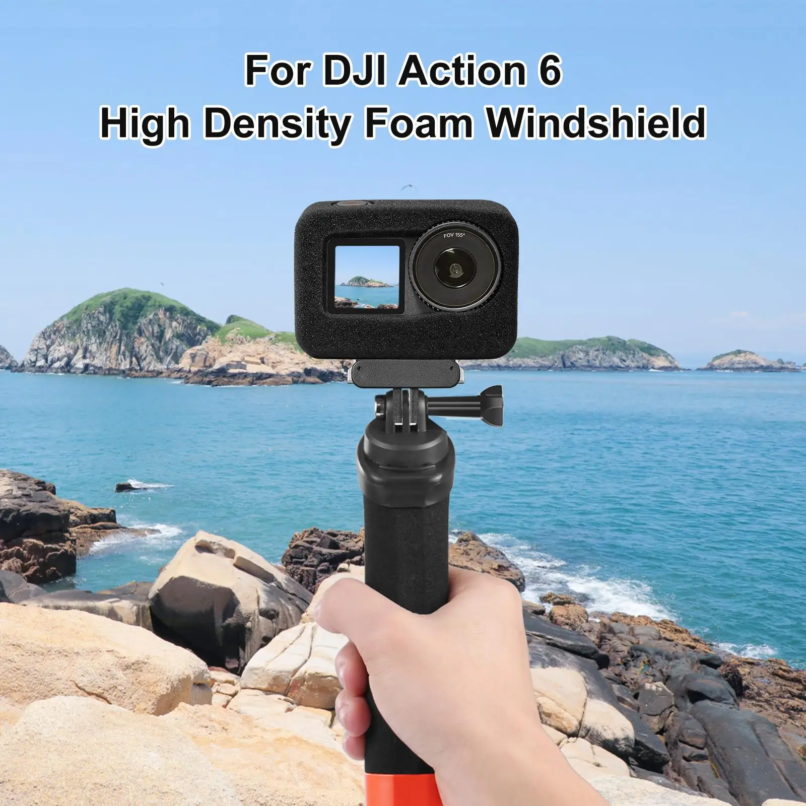 PULUZ for DJI Osmo Action 6 High Density Foam Windshield (Black)