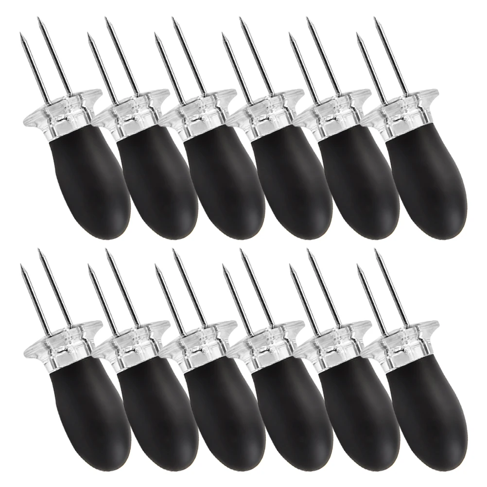 

12Pcs Corn Cob Holders Stainless Steel Bbq Forks with Safety Interlock for Family Party Camping Convenient Corn Skewers Set