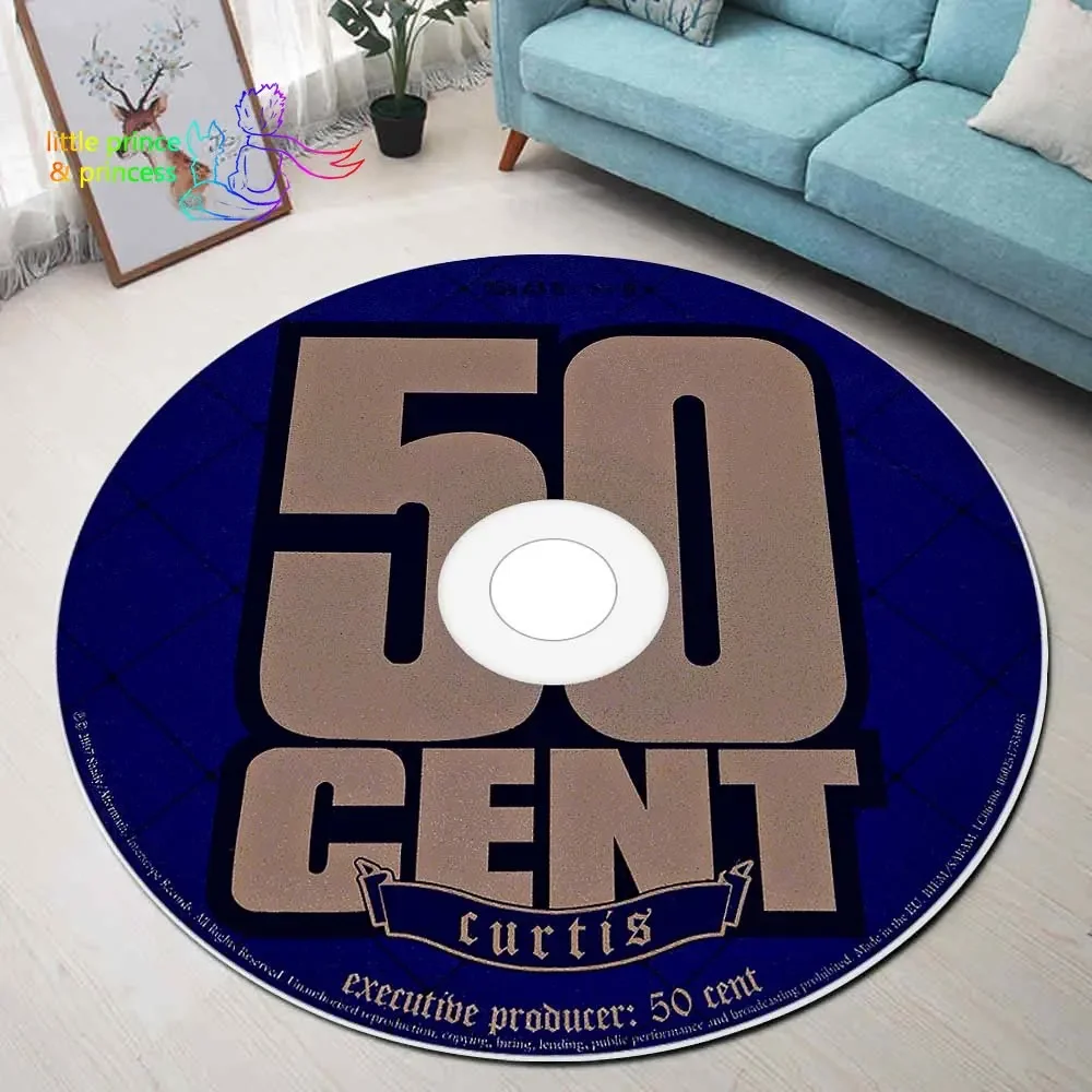 

50 Cent CD Rug Music Round Mat Round Rug Round Carpet Bathroom Mat Black Mat Home Decor Rug Living Room Kitchen