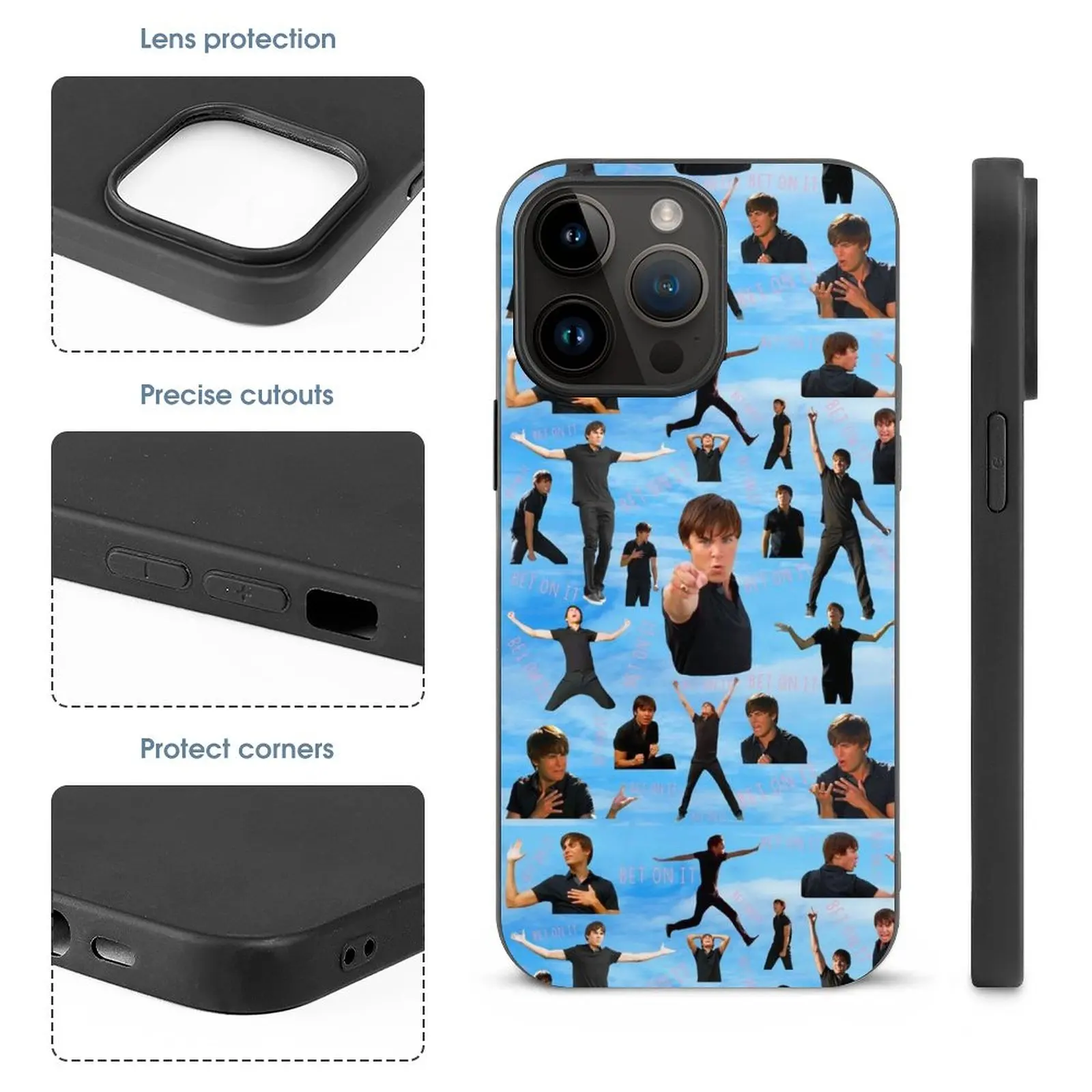 Zac Efron Troy Bolton Bet On It High School Musical All Series Case For Iphone 16 15 11 12 13 14 Pro Max Mini 7 8 Plus Xr