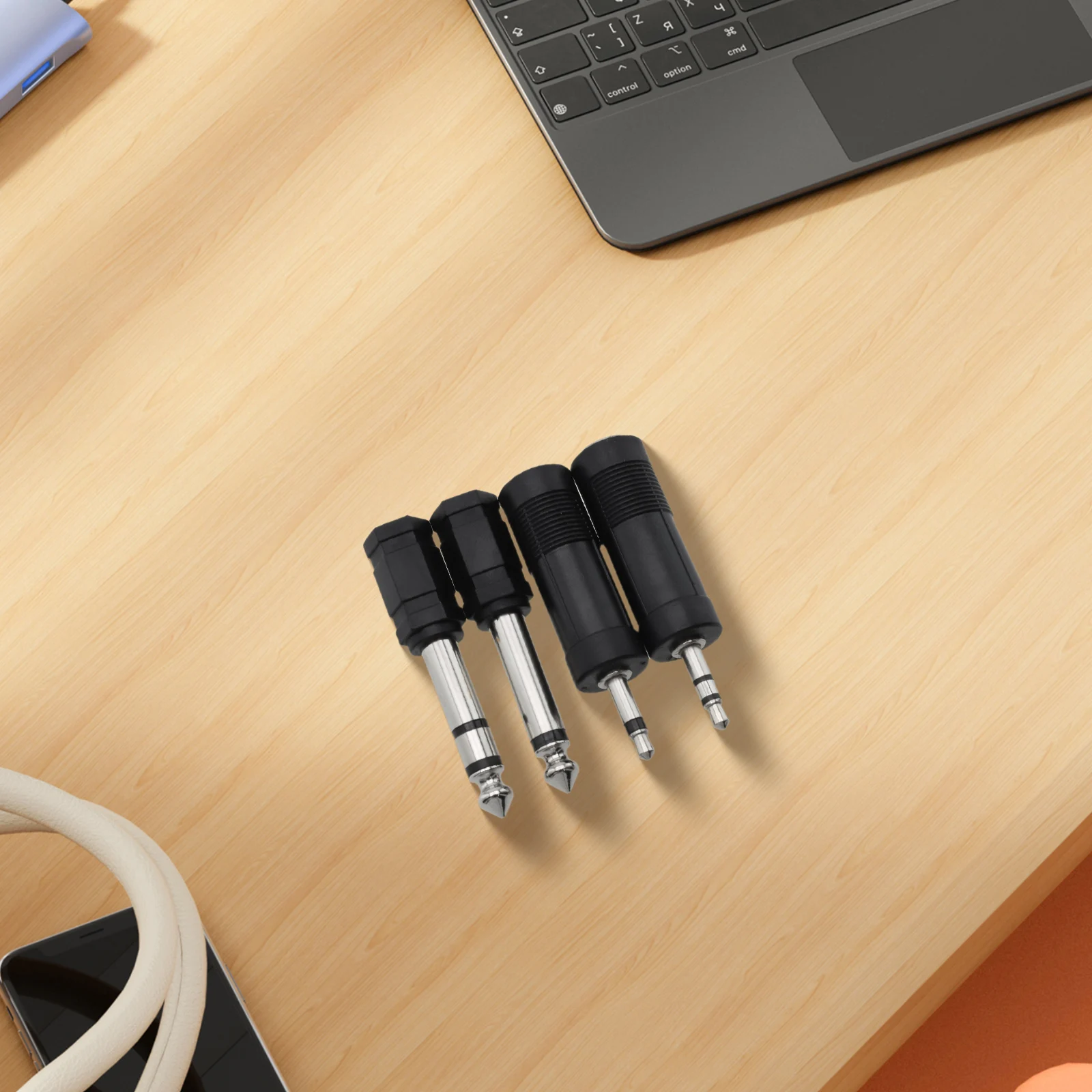 4 Pack 3 5mm Female to 6 35mm Male Stereo Audio Adapter Connectors for Home Office and Conference Use 6 3mm 4 Inch Cable