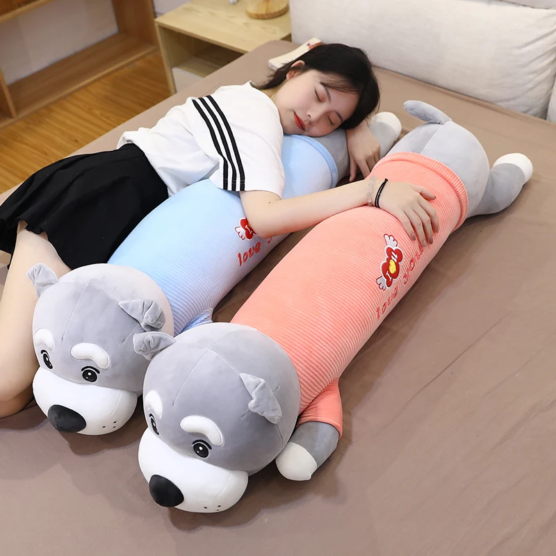 

70/90/110cm Huge Size Long Husky Plush Toy Cartoon Sleeping Cushion Doll Stuffed Soft Animal Dog Pillow for Children Girl Gifts