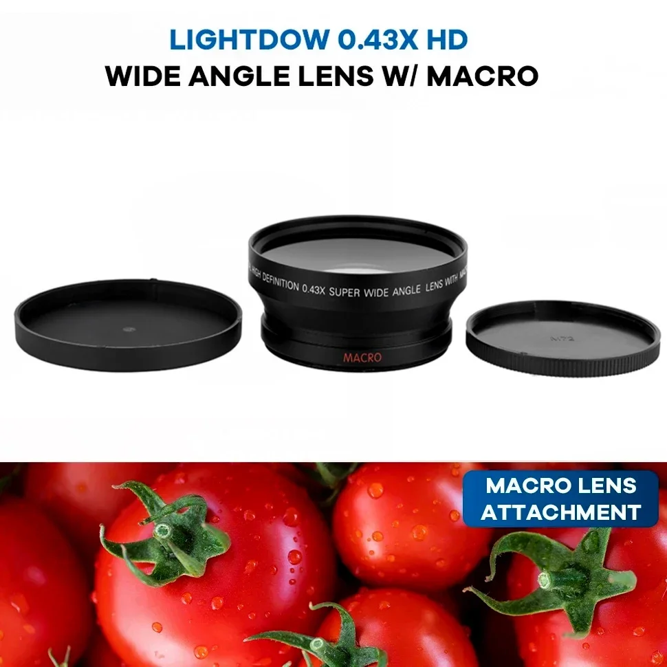 Lightdow 0.43x 67mm 72 mm HD Super Wide Angle Additional Lens with Macro Portion Affiliated Lens for Cannon Nikon Camera Lens