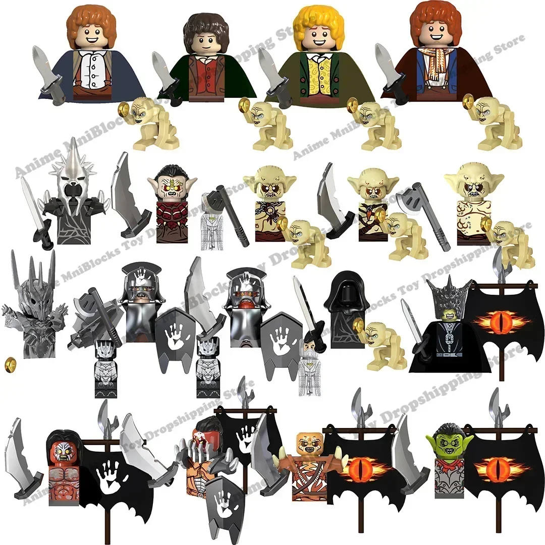 TV Blocks Movies Hobbits Bricks Dolls Goblin Ringwraith Sauron Frodo Orcs Uruk-hai Toy Building Blocks Anime Bricks Model