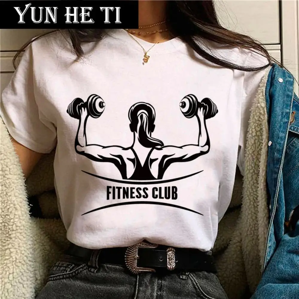 Crossfit Fitness T-Shirt Women Funny GYM T-Shirts Girl Manga Slim Fit Nine Sleeve Length Henry Collar Youth Fashion