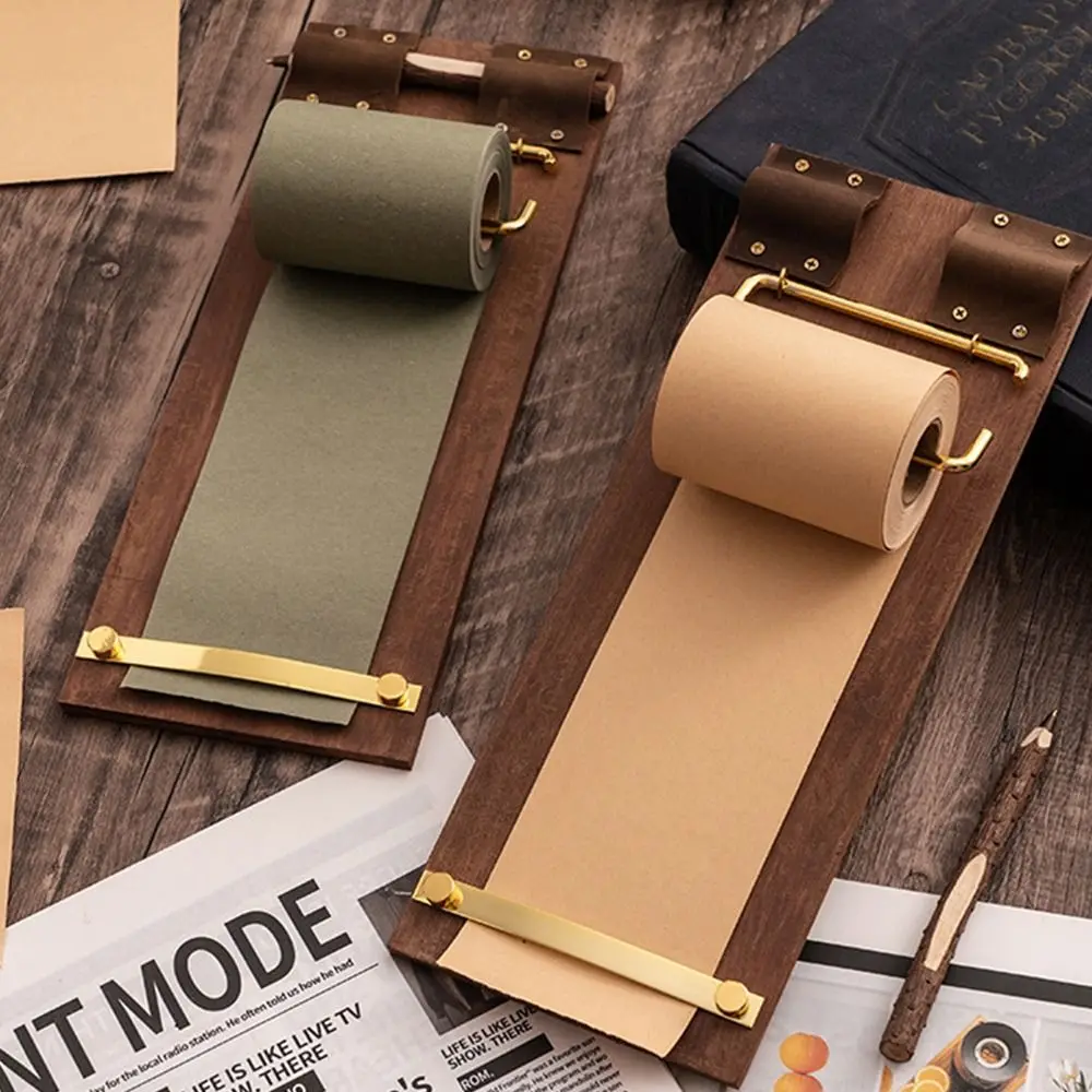 Message Pad Retro Vintage Sticky Notes Tear-Off Rolled Notes Note Splint Non-Adhesive Reusable Wooden Memo Clipboards Desk Decor