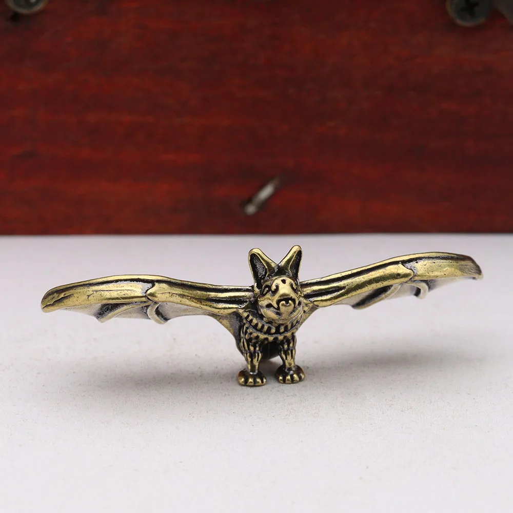Brass Flying Bat Figurines Miniatures Desktop Ornaments Vintage Handicraft Home Decorations Crafts Micro Landscape Accessories view 3