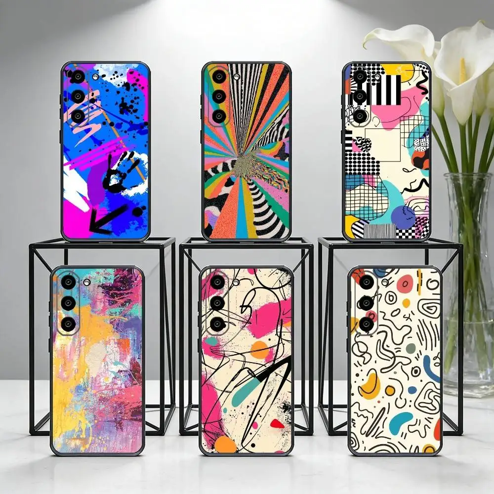 

Trendy Abstract Phone Case For Samsung Galaxy A73,A72,A71,A70,A53,A52,A51,Others Soft Black Cover