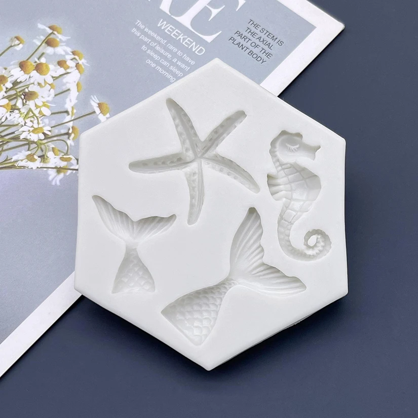 Mermaid Tail Starfish Seahorse Silicone Mold Sugarcraft Chocolate Cupcake Baking Mold Fondant Cake Decorating Tools