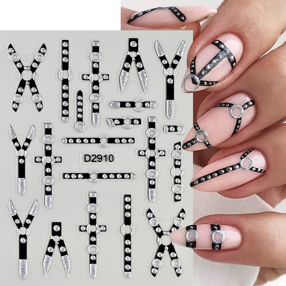 10 Uds. 5D brillo plateado flor de ciruelo decoración artística de uñas tinta floreciente diseño de cinturón calcomanías de uñas deslizadores de manicura autoadhesivos