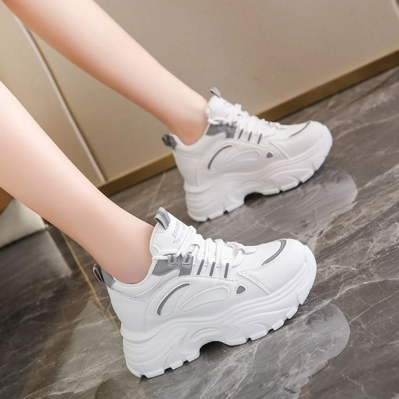 

Women's Clunky Sneakers 2025 Autumn Collection Slimming Thick Sole Wedge Heel Height Boosting Casual Sneakers for Petite​
