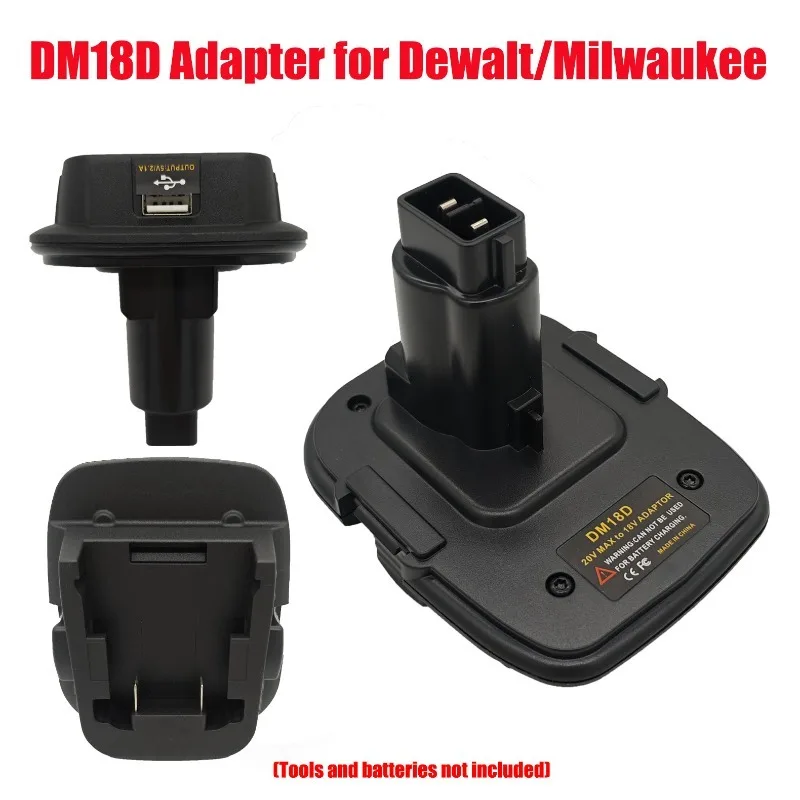 

HAKSINKY DM18D Adapter for Dewalt/Milwaukee 18V/20V Batteries Compatible with For Dewalt 18V Ni-Cd Ni-MH Power Tools with USB