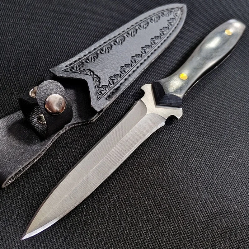 

Тактический нож для выживания с лезвием из стали 7CR13MOV и деревянной рукоятью, для самообороны, кемпинга, EDC, универсальный карманный нож