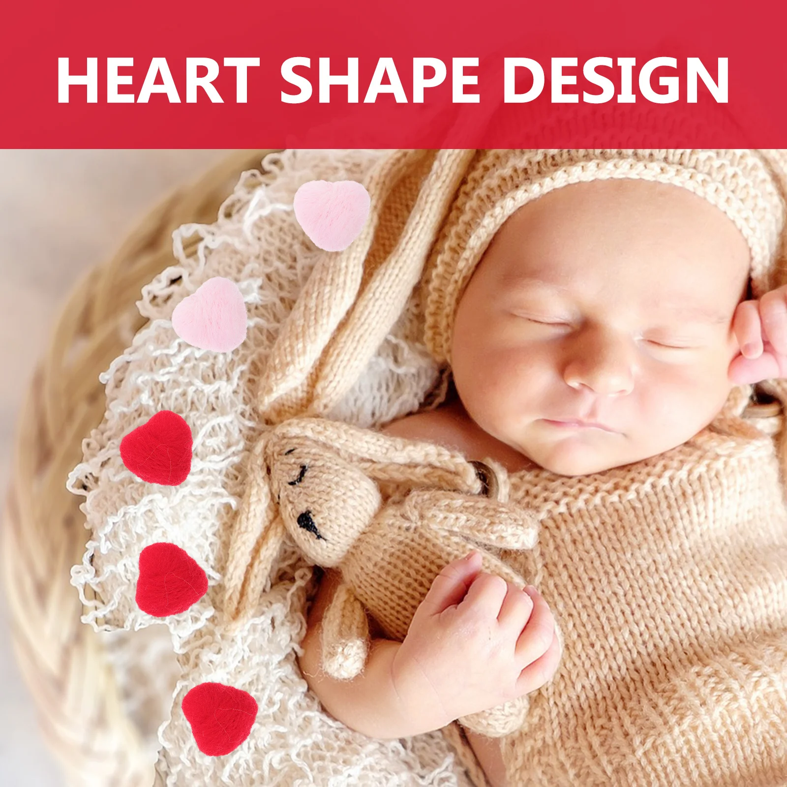 

24Pcs Lovely Wool Felt Hearts Small Soft Heart Craft Decorations for DIY Room Hair Clips Photo Props Shower